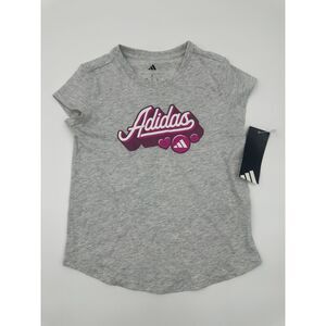 Adidas Top for Kids Sz 5 Crew Neck Logo Tee Short Sleeves Rounded Bottom NWT